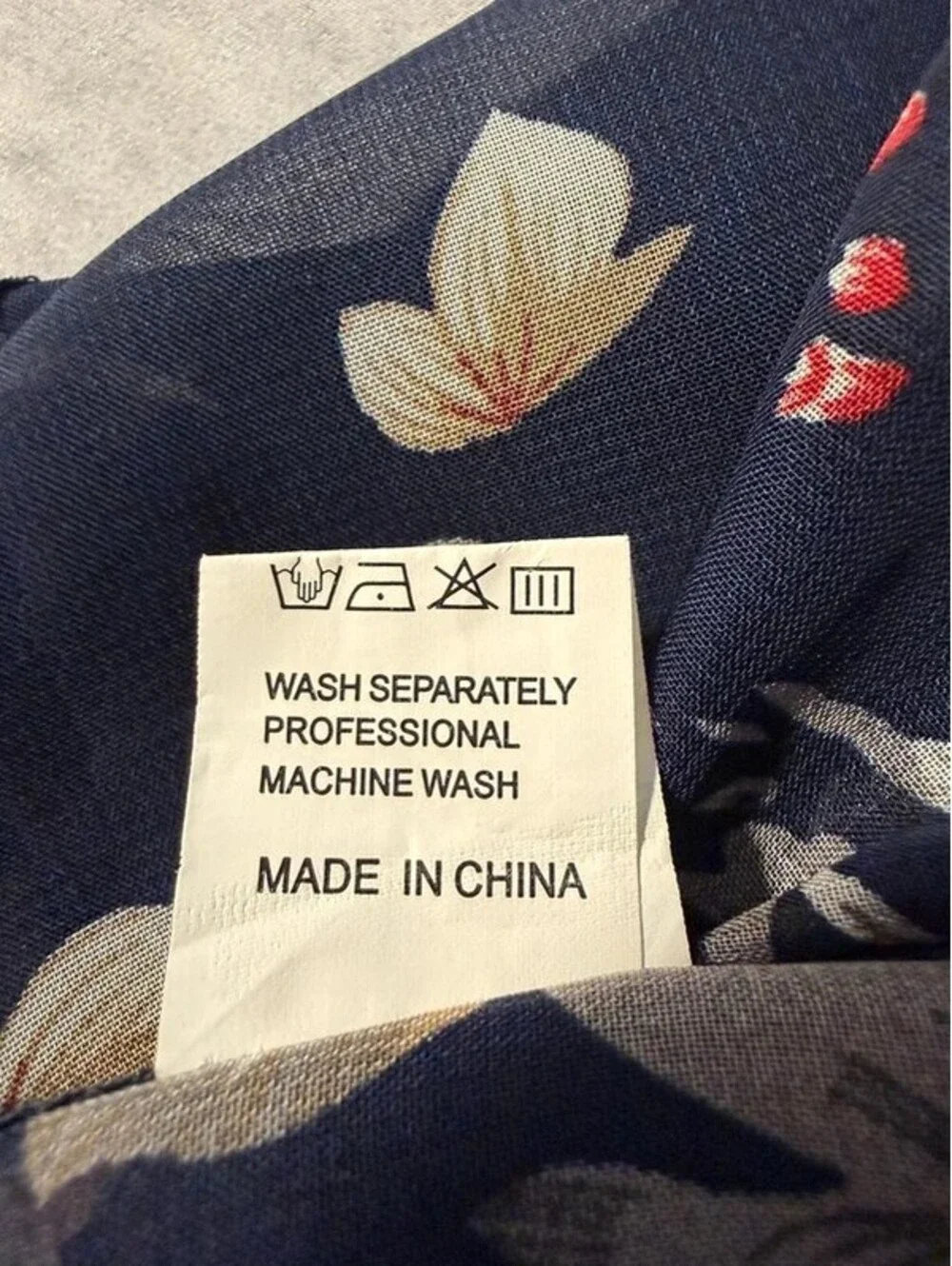Women’s Floral Kimono Cardigan Cover Up Navy Blue Sheer Open Front Size Medium